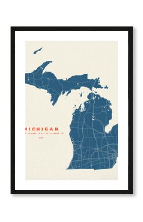 Michigan map vector poster flyer