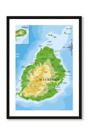 Mauritius islands physical map