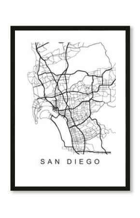 Vector design of the street map of San Diego against a white background