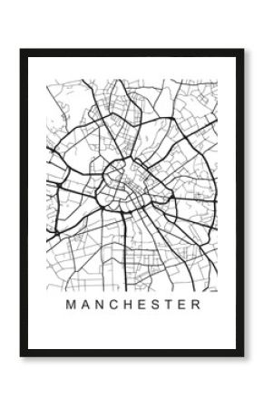 Outlined vector illustration of the map of Manchester on the white background