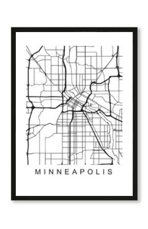 Vector design of the street map of Minneapolis against a white background