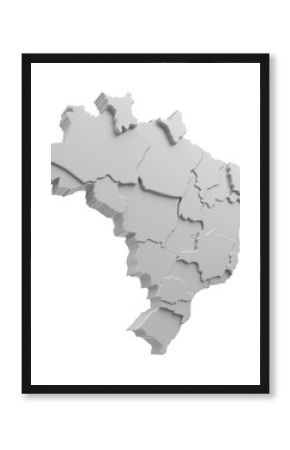 Isometric Brazil map on transparent background in 3d rendering