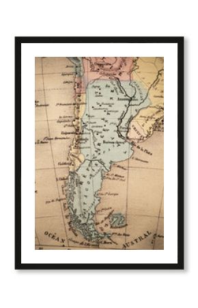 South America, Patagonia, Argentina, Uruguay, Austral Ocean   Atlas Classique circa 1869   Antique Map 