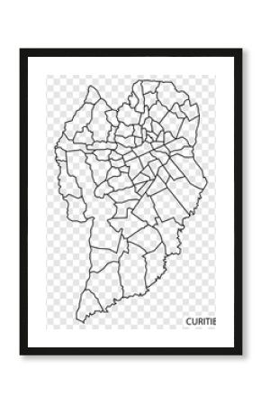 High Quality map of Curitiba is a city  Brazil, with borders of the districts. Map of  Curitiba for your web site design, app, UI. EPS10.