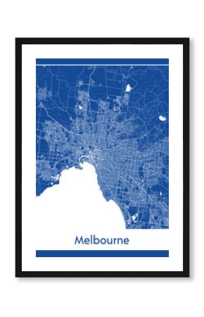 Melbourne Australia City map blue print vector illustration