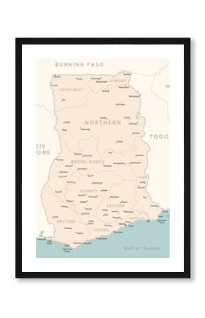 Ghana - detailed map with administrative divisions country.