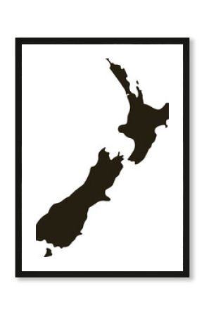 Map of New Zealand. Solid black map vector illustration