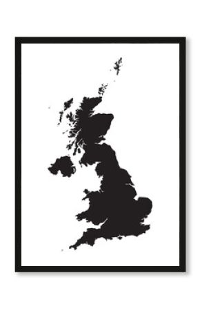 United Kingdom Regions map. Map of United Kingdom in black color