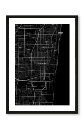 Fort Lauderdale Florida Map, Detailed Dark Map of Fort Lauderdale Florida