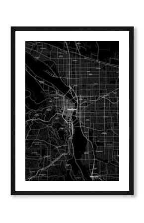 Portland Oregon Map, Detailed Dark Map of Portland Oregon