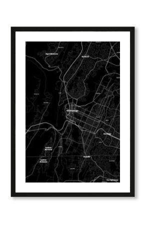 Chattanooga Tennessee Map, Detailed Dark Map of Chattanooga Tennessee