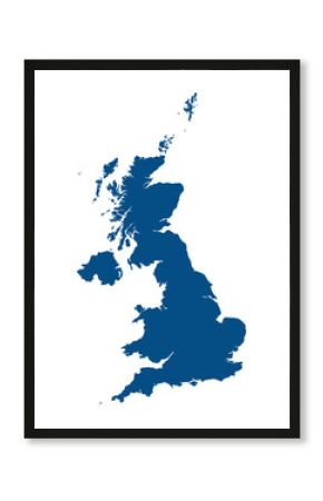 United Kingdom Regions map. Map of United Kingdom in blue color