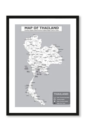 Geography politics map of countries. Map of country with capital, province or state capital, major cities and town.