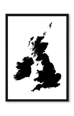 detailed b/w map of united kingdom