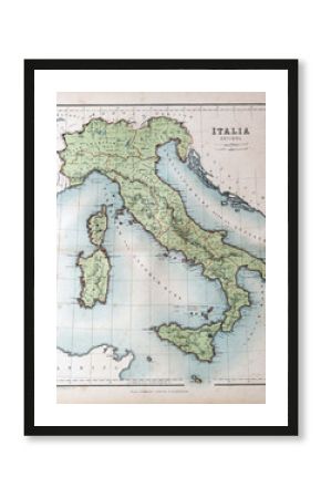 Old map of Italy, 1870