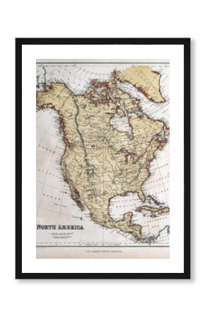 Old map of North America, 1870