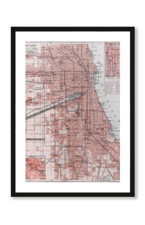 Vintage map of Chicago at the beginning of 20th century