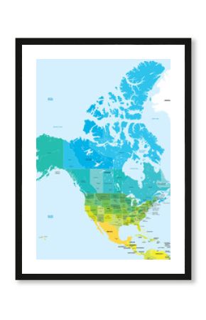 Color map of the USA and Canada