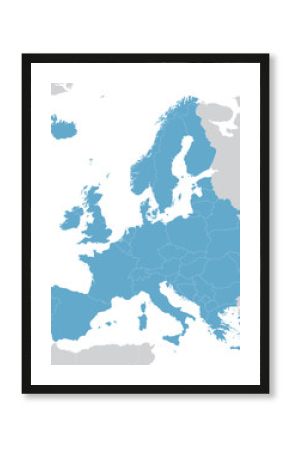 niebieska mapa wektorowa Europy