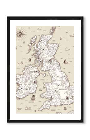 Vector old map, Great Britain