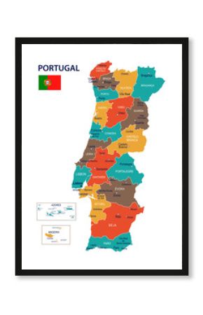 Portugal - map and flag – illustration