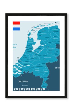 Netherlands - map and flag illustration