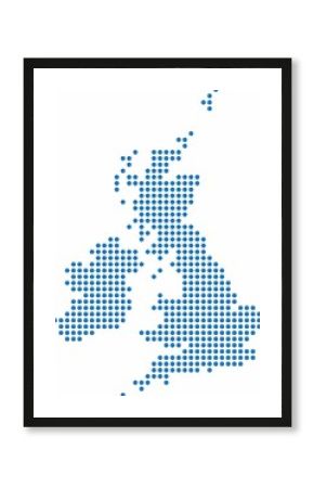 Blue circle shape United Kingdom map on white background. Vector illustration.