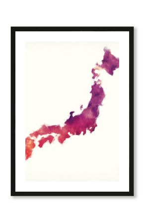Japan watercolor map in front of a white background