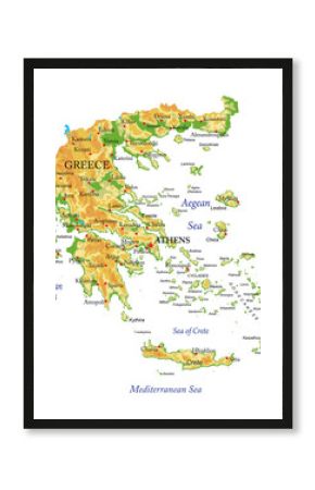 Physical map of Greece