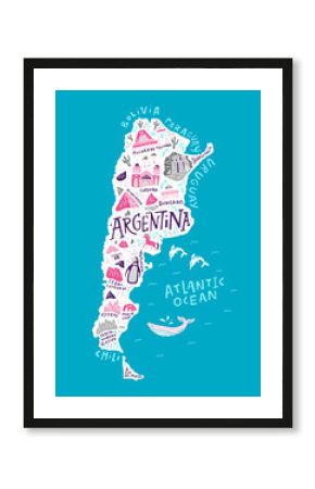 The cartoon map of Argentina