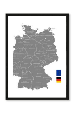 Grey Vector Political Map of Germany