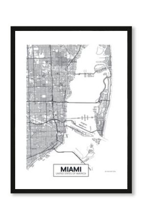 City map Miami, travel vector poster design