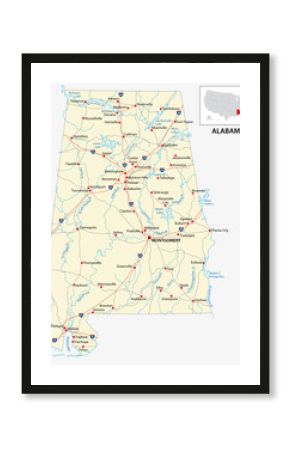 road map of the US American State of Alabama