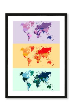 Colorful wold map with countries vector illustration 