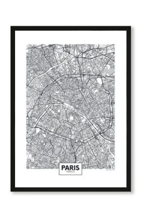 Mapa miasta Paryż czarno-biała do pokoju