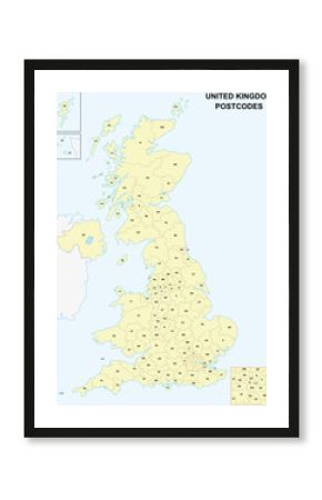united kingdom Postcodes or postal codes vector map