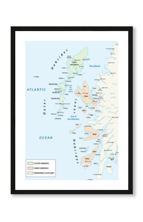 vector map of scottish archipelago hebrides at the north west coast of scotland