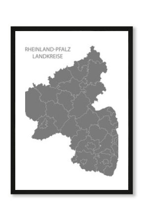 Modern Map - Rhineland-Palatinate map of Germany with counties gray
