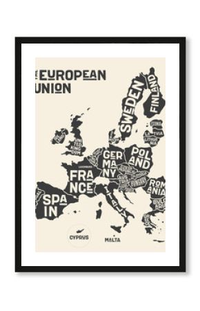 European Union, Europe. Poster map of the European Union