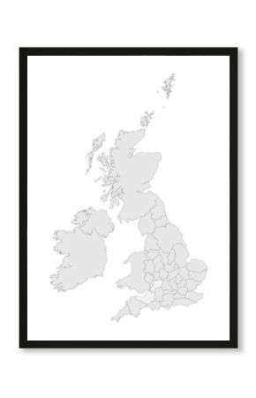 Modern United kingdom countries with boundaries vector illustration. Light grey color.