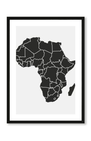 Africa map with regions isolated on a white background. Africa map background. Vector illustration