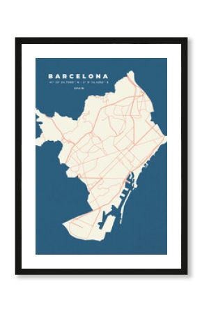 Barcelona city map vector poster