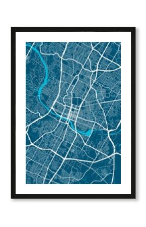 Austin map. Austin city map poster. Map of Austin street, urban area.