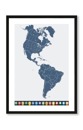 Map of North and South America 