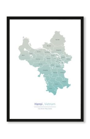 Hanoi Map. vector map of major city in the Vietnam.