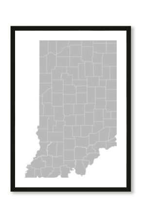 Indiana vector map with county boundaries (Web Mercator projection, PPT-compatible & fully editable)