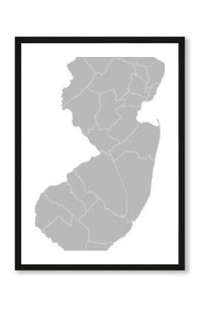 New Jersey vector map with county boundaries (Web Mercator projection, PPT-compatible & fully editable)