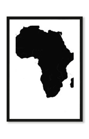minimal black african continent silhouette map with madagascar outline