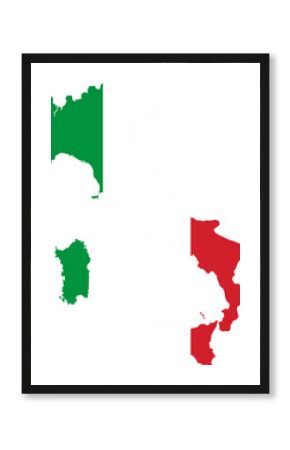 Italy flag map illustration isolated on transparent background