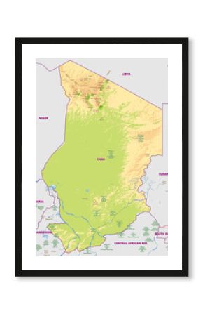 Detailed physical map of Chad